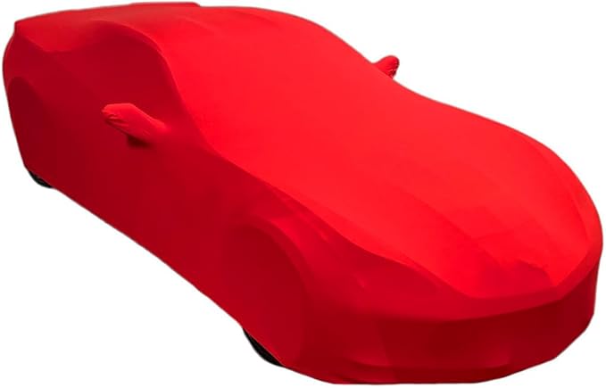 C7 Corvette Indoor Car Cover - Custom Fit Ultraguard Stretch Satin Dust Proof, High End with Storage Bag for 2014-2019 Stingray, Z51, Z06, Grand Sport Corvettes (Red)