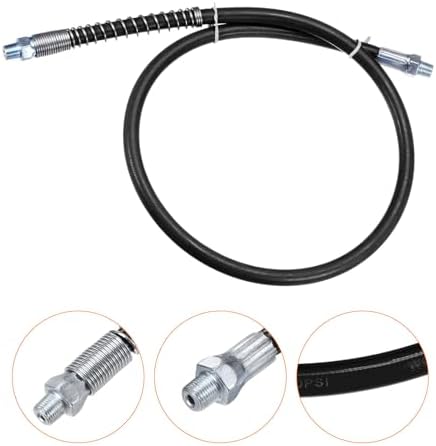 HARFINGTON Grease Gun Hose 31.5" 10000 PSI Spring Flex High Pressure Quick Release Grease Replacement with Coupler 1/8" NPT Threads for Grease Gun, Black