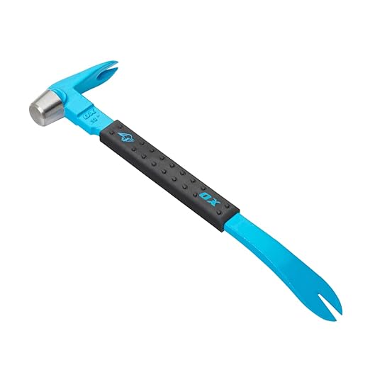 OX Tools 12" Cats Paw Nail Puller Tool with Unique Hammer Head Pry Bar - Cats Paw with Rubber Grip, Polished Beveled Claws - Forged Steel Design - Saca Clavos De Carpintero