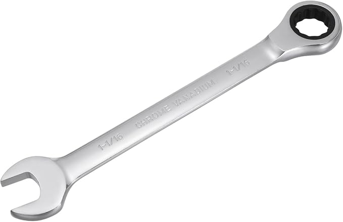 uxcell 1-1/16 Inch Ratcheting Combination Wrench SAE 72 Teeth 12 Point Ratchet Box Ended Spanner Tools, Cr-V