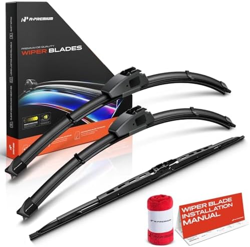A-Premium 22"+22"+22" Windshield Wiper Blades with Wear Indicator & Towel