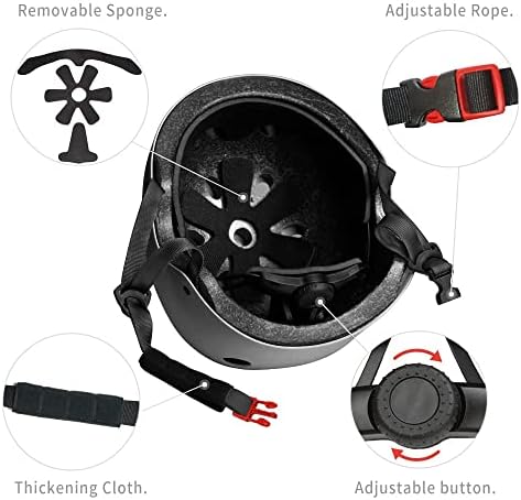 Kids Bike Helmet, Toddler Helmet for Youth Adult, Knee Pad Elbow Pad Wrist Guard Protective Gear Set for Skateboard, Bike, Skating, Cycling