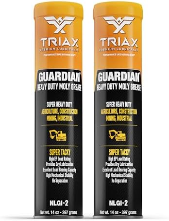 TRIAX Guardian Heavy Duty Grease with Moly, True Multi Purpose, Wheel Bearings, Shock Loaded Components, Extremely Tacky, Zero Separation (2 Pack - 14 Ounce Tubes)