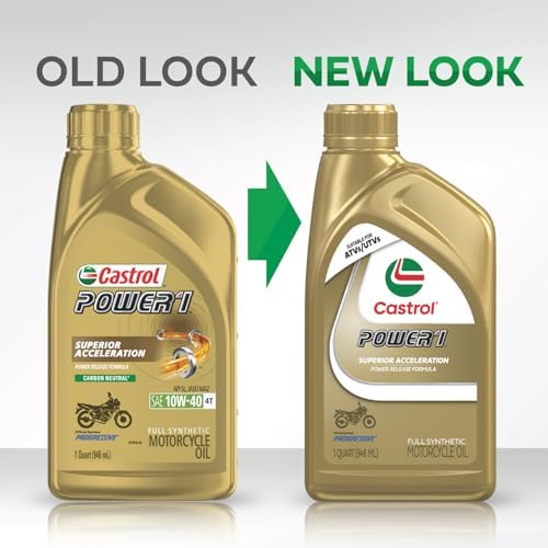 Castrol Power1 4T 10W-50 Full Synthetic Motorcycle Oil, 1 Quart, Pack of 6