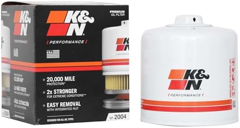 K&N Oil Filter: 20,000 Mile Engine Protection with Wrench Off Nut, HP-2004