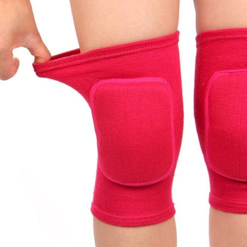 Anti slip sponge, soft and breathable men's, women's, girls', and children's red knee pads suitable for sports scenes such as volleyball, football, dance, yoga, wrestling, running, cycling, etc (red, Small)