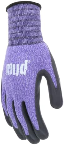 Mud Grip Women's Nylon Seamless Knit Shell Water Resistant Dotted Nitrile Palm Gardening Gloves