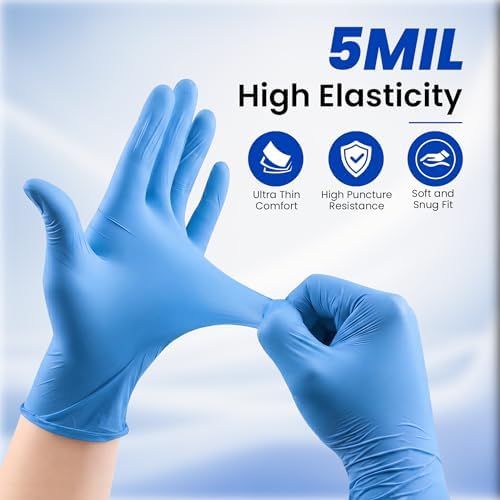 Nitrile Disposable Gloves 5 Mil, Large, 100 Count