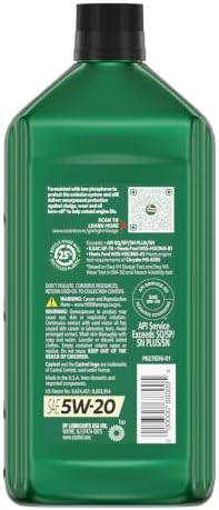 Castrol GTX High Mileage 5W-20 Synthetic Blend Motor Oil, 1 Qt, Pack of 6