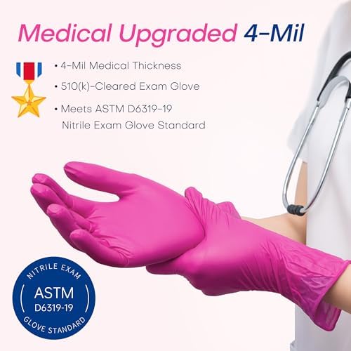 Supmedic 4 Mil MED Exam Gloves, Latex & Powder-Free Orchid 100 Ct