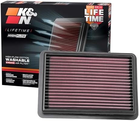 K&N High-Flow Original Lifetime Engine Air Filter: Increase Power: Premium, Washable: Compatible with 2019-2026 MAZDA: 3, CX-30, CX-50, 33-5096