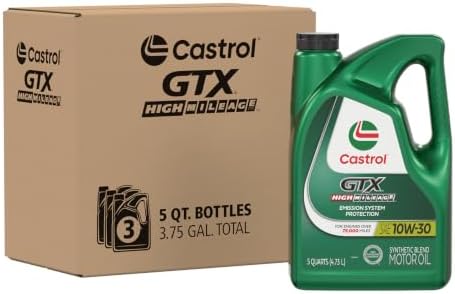 Castrol GTX High Mileage 10W-30 Synthetic Blend Motor Oil, 5 Qt, Pack of 3