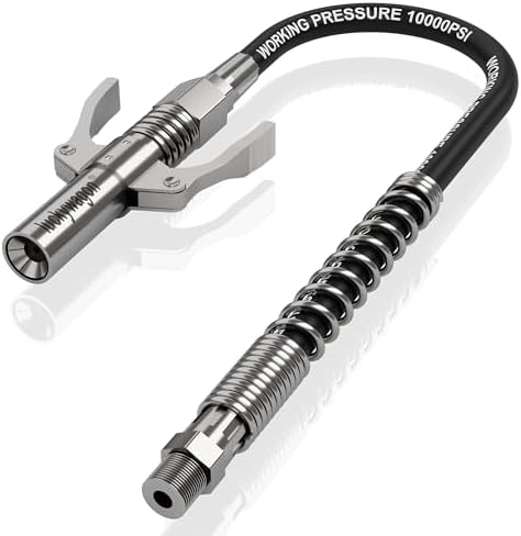 Grease Gun Coupler, 12-Inch Flexible Grease Gun Hose Kit, 1-Pack