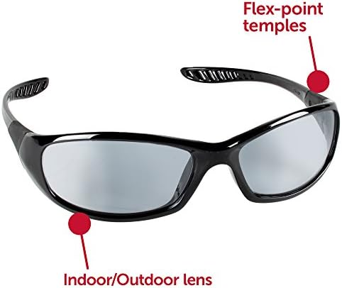 KleenGuard V40 Hellraiser Safety Glasses (25716), Indoor / Outdoor Lens with Black Frame, 12 Pairs / Case