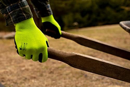 G & F Products 1516 Premium High Visibility Green Work & Gardening Gloves for Men and Women, MicroFoam Textured Coated Palm & Fingers, Large, 6 Pairs