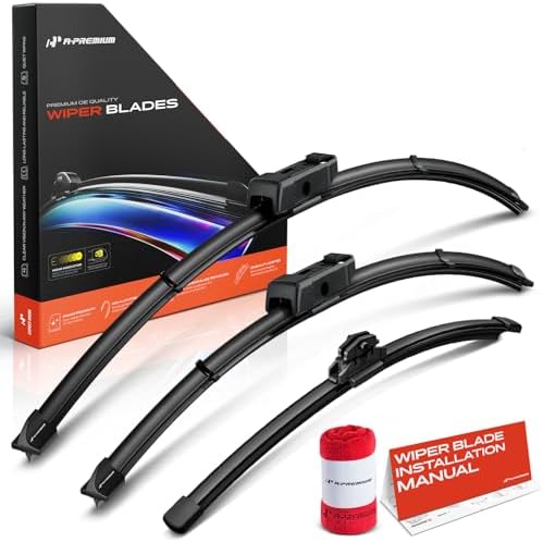 A-Premium 26"+20"+17" Windshield Wiper Blades with Wear Indicator & Towel