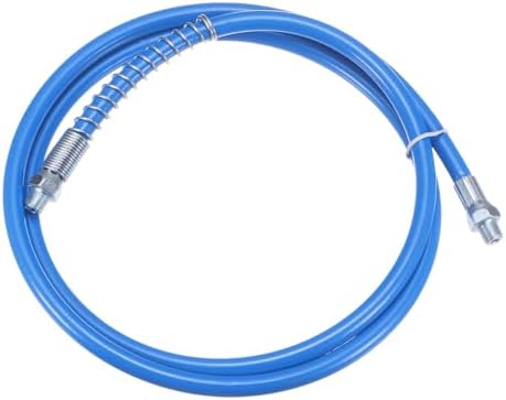 HARFINGTON Grease Gun Hose 59" 10000 PSI Spring Flex High Pressure Quick Release Grease Replacement with Coupler 1/8" NPT Threads for Grease Gun, Blue