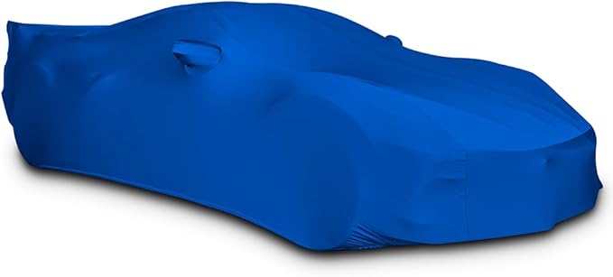 SR1 Performance USA Ultraguard Corvette Car Cover Custom Fit for C8 Corvette (2020-2026) – Indoor Stretch Satin Dust Protection, Soft Breathable Snug Fit (Blue)