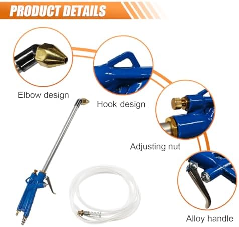 Car Air Engine Cleaning Spray Gun, High-Pressure Air Nozzle Blow Gun with 4Ft Hose, Pneumatic Dust Cleaner Sprayer Tool, Siphon Vehicle Engine Bay Wash Spray Kit(Curve)