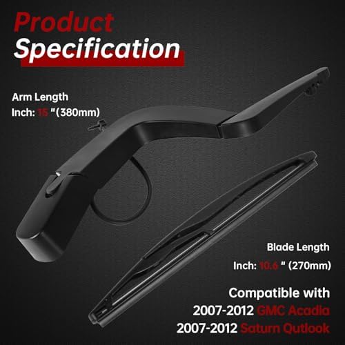 Replacement for Genuine GMC Acadia, Saturn Outlook 2007-2012, Rear Windshield Wiper Arm Blade Set - OTUAYAUTO Factory OEM Style 15276248