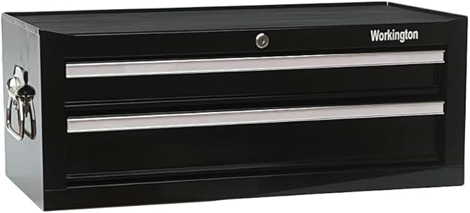 Workington Industrial 2 Drawers Portable Metal Intermediate Box, 26" Middle Tool Chest Cabinet with Ball Bearing Drawer Slides, Steel Tool Storage Box Organizer 4008 Black