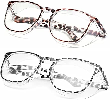 Alsenor Safety Glasses Anti Fog Goggles Protective Eyewear Blue Light Blocking Anti Dust UV Protection Glasses For Men Women (2 Pack(new-leopard+black-leopard))