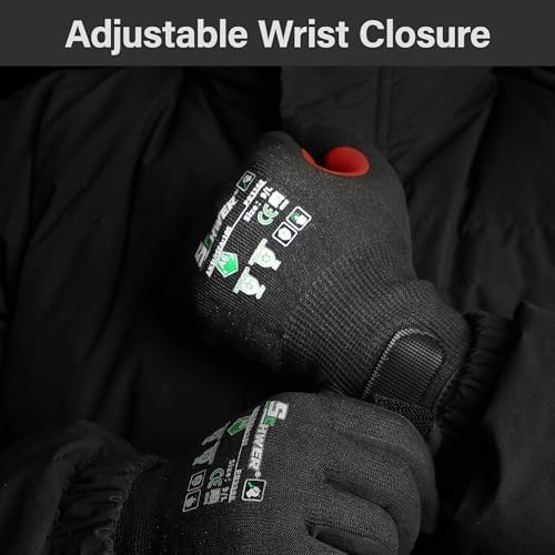 Schwer FreezeGuard Winter Work Gloves for Men and Women, ANSI A6 Cut Resistant Gloves With Super Grip, Freezer Glove for Work, Touchscreen, Thermal Insulated, PR3388, Black Knight (M, 1 Pair)