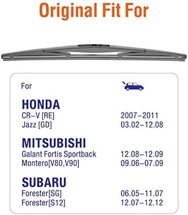 Genuine Rear Wiper Blades for Honda CRV CR-V 2007 2008 2009 2010 2011, 14"+14" (2 Pack) OEM 76730-SFA-003, Compatible for Honda Fit Pilot/Subaru Tribeca Outback Forester/Acura MDX RDX +More
