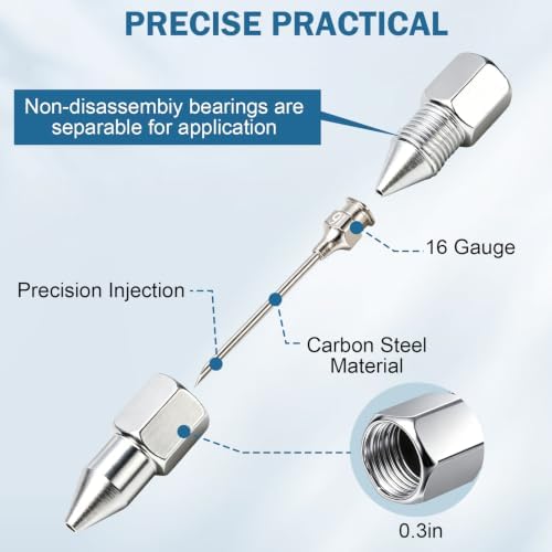 Grease Gun Accessory Set, 10,000 PSI High-Pressure Grease Gun Fitting Set, Includes a 90-Degree Grease Fitting and Needle-Type Nozzle, Suitable for Automotive, Tractor, and Industrial Lubrication