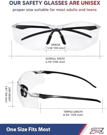 Safety Glasses 3 Pack Clear: ANSI Z87.1 Certified Anti-Scratch Polycarbonate Lens UV Protection for Construction & Cycling, Woodworking & Lab Lightweight Sofety Nose Pad Unisex