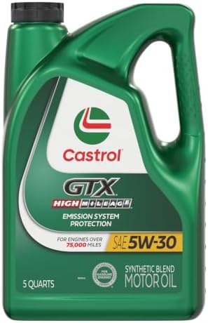 Castrol GTX High Mileage 5W-30 Synthetic Blend Motor Oil, 5 Qt, Pack of 3