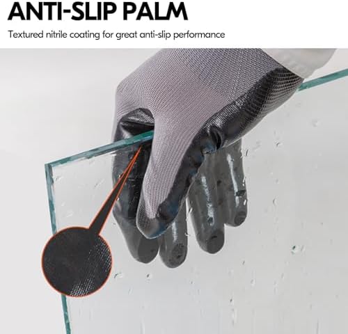 Vgo... 10Pairs Non-Slip Safety Work Gloves,Nitrile Coated (NT2110,M)