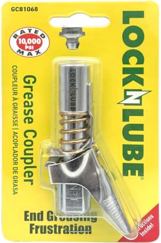 LockNLube Grease Coupler 1/8" NPT - Universal - Locking Grease Gun Coupler, 10,000 PSI