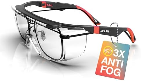 DEX FIT Safety Glasses SG210 Series - Anti-Fog & Scratch Resistant Z87.1 Certified, Adjustable Temples
