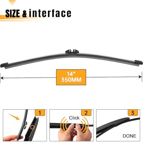 AUTOBOO 14" Rear Wiper Blade Replacement for BMW X5 Volvo XC40 XC70 V70 V90