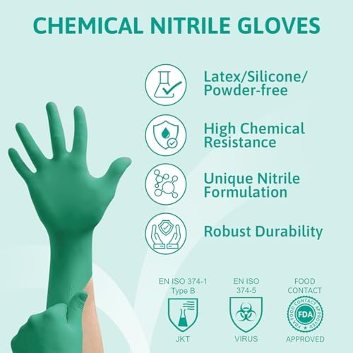TouchNTuff 92-600 Nitrile Gloves - Disposable, Chemical Splash Resistant, Size Large.