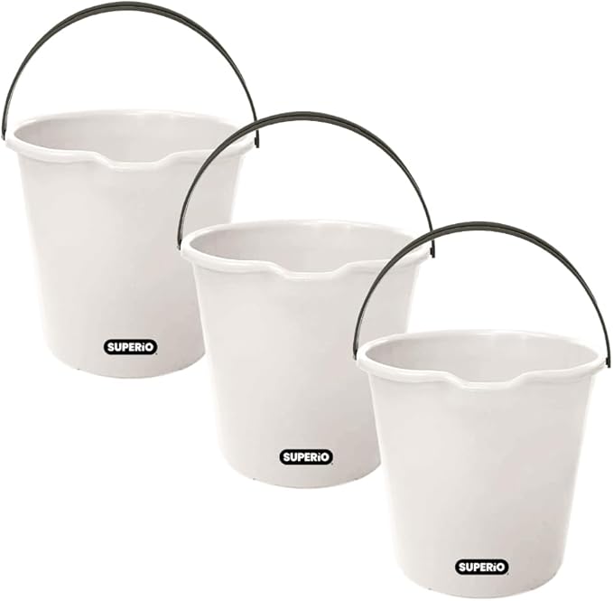Superio 3-Pack Plastic Cleaning Bucket for Home, 2 Gallon Pail for Mopping with Large Spout - Bucket for Floor Mopping, Car Wash - Bowls for Camping, Fishing