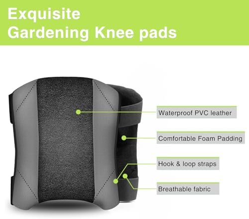 Garden Knee Pads for Men and Women, Lightweight Waterproof KneePads for Gardening, Anti Slip Leather Foam Padding Kneeling Pads for Flooring and Carpet Cleaning, House work, Gardening Maintain, Knee Protector,Gray