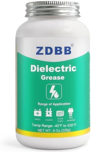 ZDBB Dielectric Grease for Automotive Electrical Connectors, Electric Silicone Paste with a Brush, Di Electric Grease Spark Plug, Battery Terminal, Wiring, Marine Against Salt Corrosion 8 oz (1pcs)