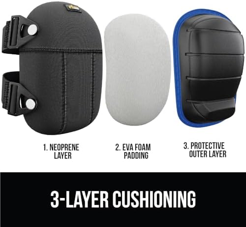 GORILLA GRIP® Knee Pads for Work, Gel Cushion Soft Foam for Men Blue