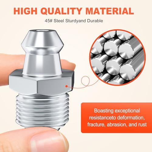 505 PCS Grease Fittings Kit, Metric & SAE Hydraulic Zerk Assortment 1/4" 1/8" M6 M8 M10 with Straight, 45 & 90 Degree Elbows, Zinc Plated Steel