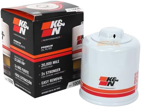 K&N Oil Filter: 20,000 Mile Engine Protection with Wrench Off Nut, HP-1008