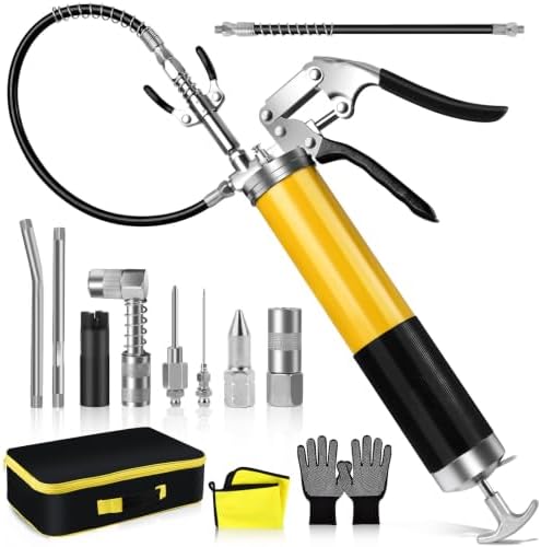 Grease Gun Kit 7000 PSI 14oz with Dual Hoses and 90° Adapter