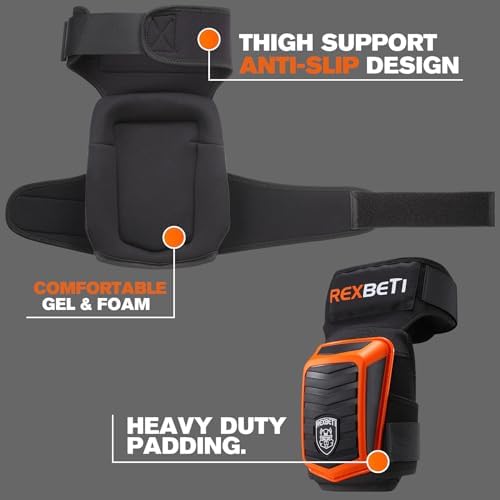 REXBETI Knee Pads for Men, Anti-slip Construction Gel Knee Pads for Work