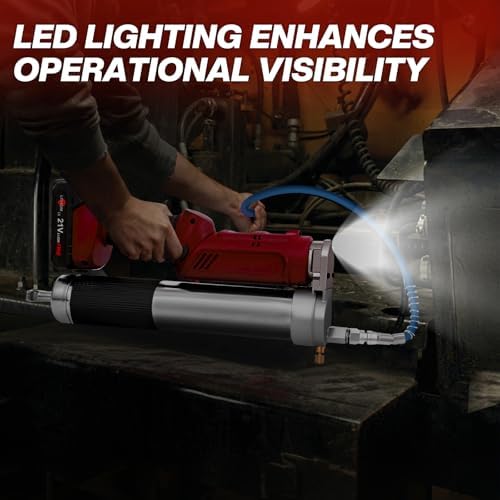 Electric Grease Gun 12,000 PSI 5.3 oz/min, 2-in-1 Cordless Battery Powered Grease Gun Kit with with 2 * 2.0AH Batteries, Bright LED Light, 3 Couplers, Compatible Standard Cartridge