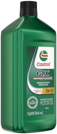 Castrol GTX High Mileage 5W-30 Synthetic Blend Motor Oil, 1 Qt, Pack of 6