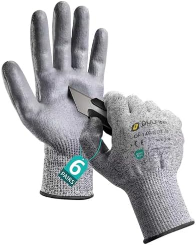 DULFINE A3/A4/A9 Cut Resistant 2/3/6/12 Pairs Work Gloves for Men & Women