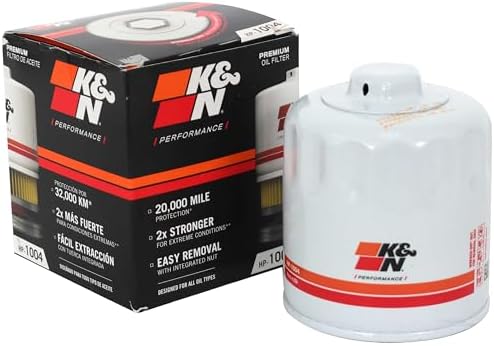 K&N Oil Filter: 20,000 Mile Engine Protection with Wrench Off Nut, HP-1004