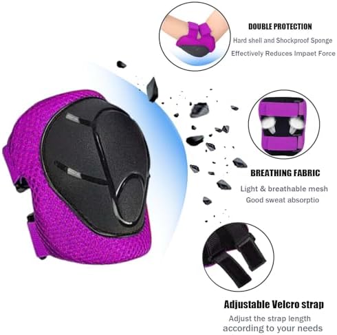 Kids/Youth Knee Pads Elbow Pads for 3-14Years Boys Girls 6 in 1 Kids Protective Gear Set Adjustable for Skating Cycling Bike Rollerblading Scooter Roller Skates
