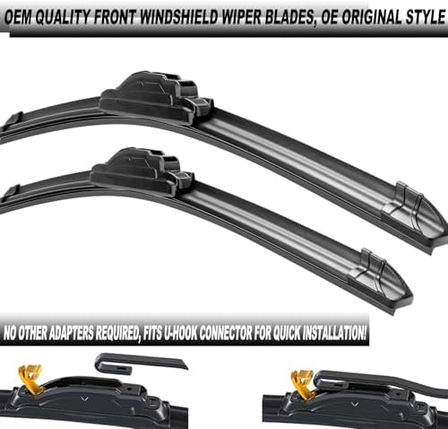 ATTKE OEM Quality Front Windscreen Wiper Blades for Jeep Wrangler 1997-2006/Porsche 911 1978-1994/Suzuki Samurai 1986-1995 (13″+13″ Front Windshield Wiper Blade Set)